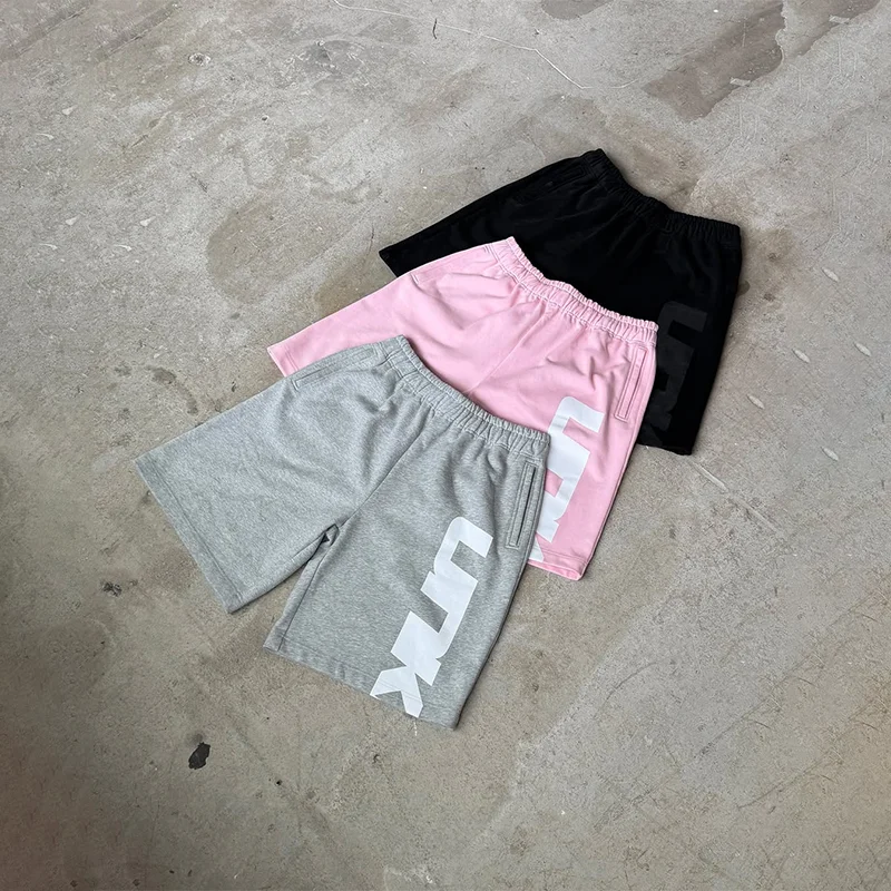 

Большие свободные шорты с буквенным принтом и боковыми карманами на молнии с эластичной резинкой на талии Y2K, готический хип-хоп, мужская и женская модная повседневная уличная одежда