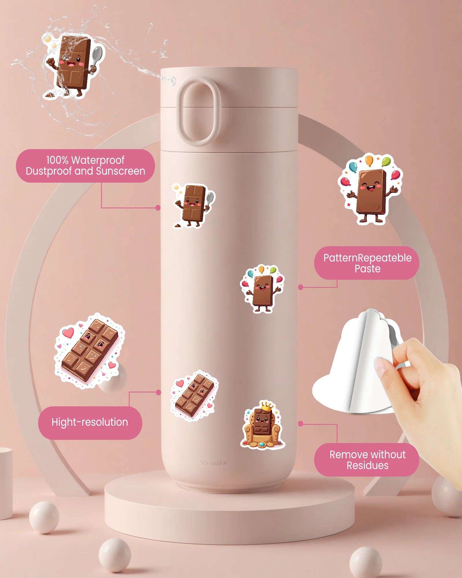 35pcs Chocolate Cookies Candy Sticker Waterproof Graffiti Computer Luggage Self Adhesive Personalized Stickers