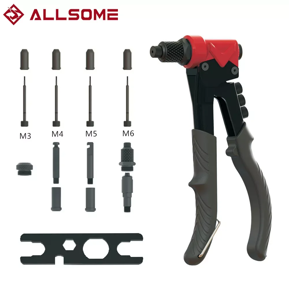 ALLSOME 3 in 1 rivet nut gun single manual labor-saving manual core pulling gun rivet pulling gun rivet gun