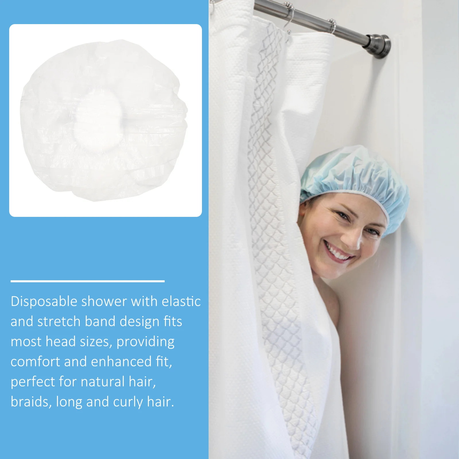 

200Pcs Waterproof Shower Caps Disposable Bath Hats Elastic Band Hair Protection Spa Hair Care Home Salon Use Shower Caps