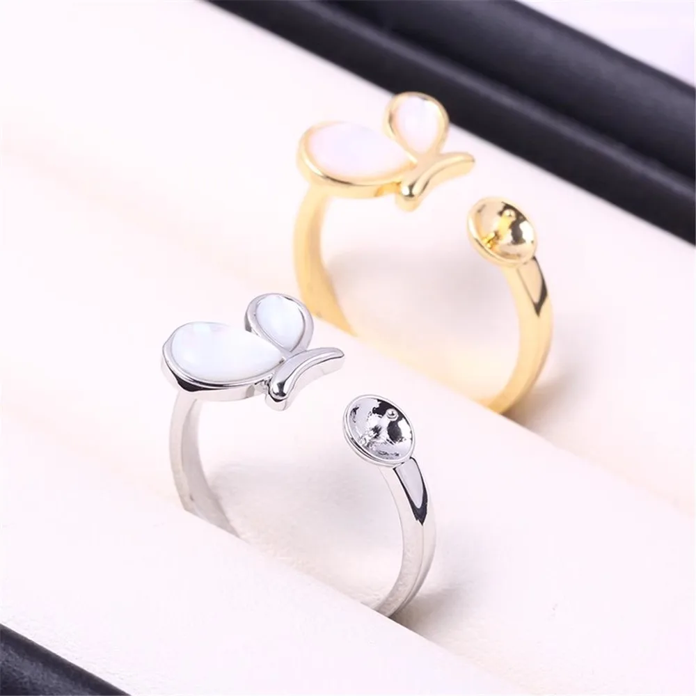 Copper 18K Gold Pearl Rings Settings Classic Rings Resizable Design Rings Base Copper Women DIY Pearl Rings Accessory No Pearl