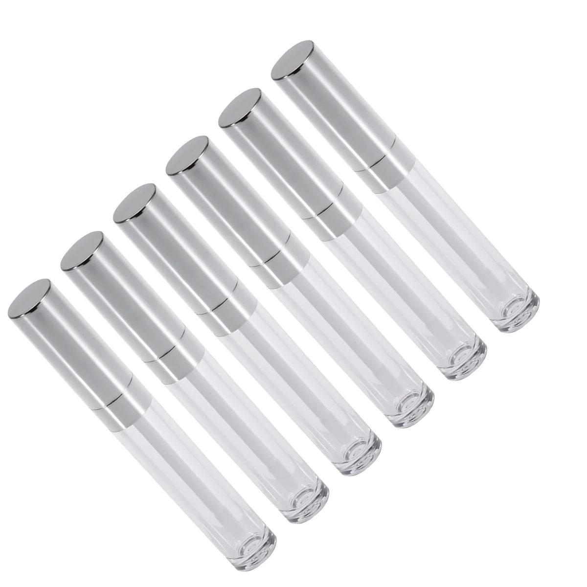 6 stuks 6 ml lege glansflessen met toverstokjes zilver draagbare reisbuizen voor lippenbalsem toner vloeibare lipglossbuizen met