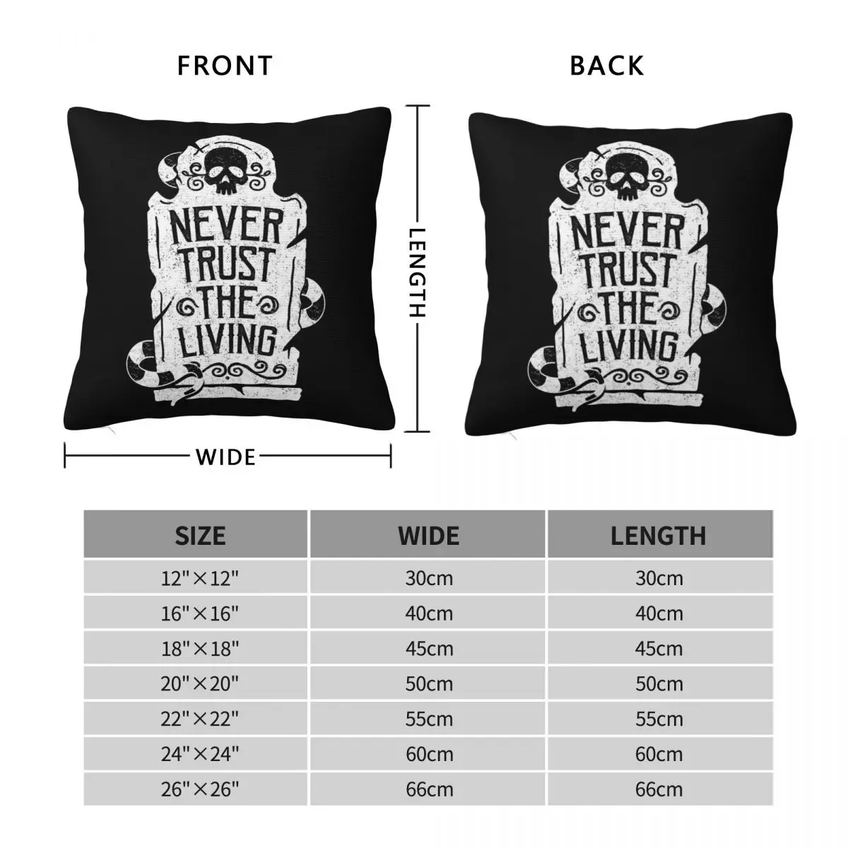 Never Trust The Living Pillowcase Polyester Linen Velvet Printed Zip Decorative Pillow Case Room Cushion Cover