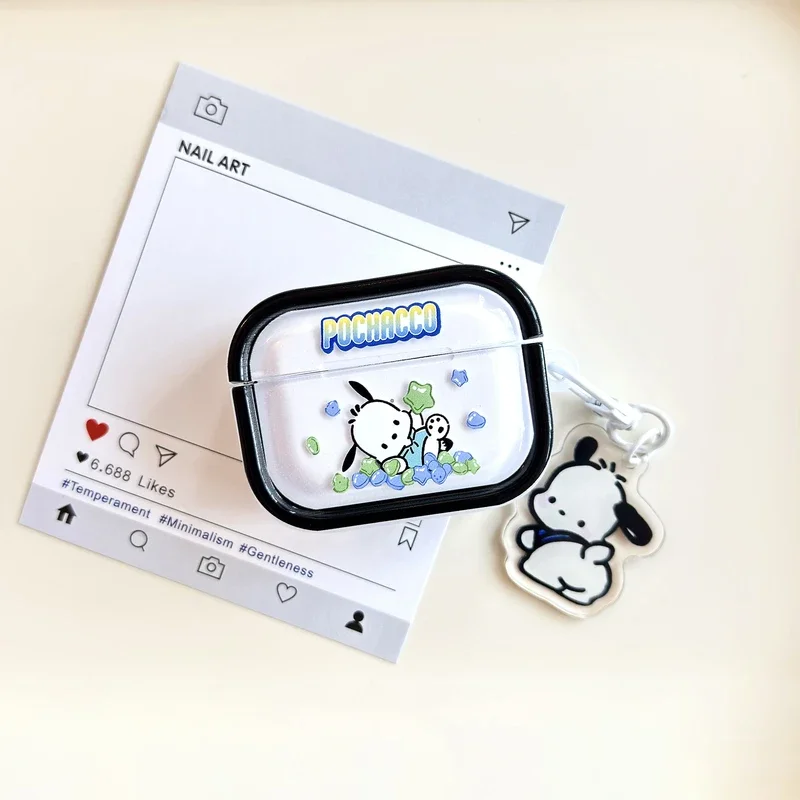 

Cute Cartoon Sanrio Pochacco Earphone Case For Airpods 1 2 3 4 Pro 2 Wireless Bluetooth Headset Protective Cover With Pendant
