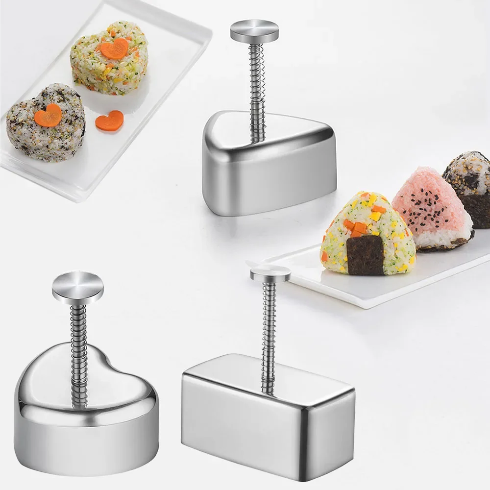 

Hot 304 Stainless Steel Sushi Mould Japanese Onigiri Triangle Rice Ball Bento Maker Machine Mould Kitchen Accessories Gadget