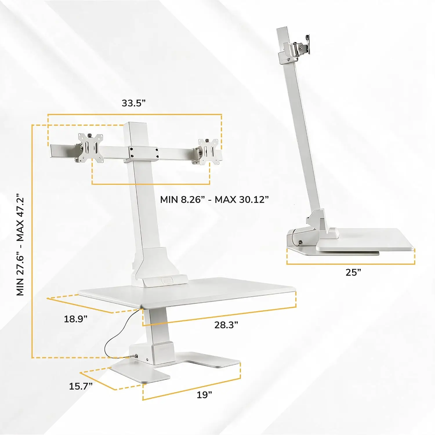 Motorized Standing Desk Converter Sit Stand Riser Dual Monitor Mount Adjustable Ergonomic Workstation 28
