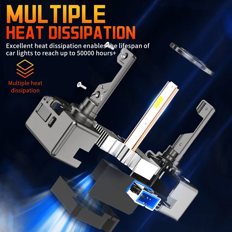 2pcs D1S Led Headlight D3S 6000K white light Super Bright D2S D2R D4S D4R Two-sided Chip Auto Bulb All metal electroplated shell