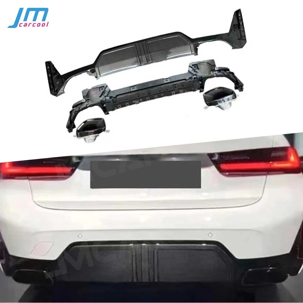 

Car Rear Bumper Diffuser Lip Spoiler Exhaust Tips for BMW 3 Series G20 G28 LCI 2023 + Rear Lip Anti-collision Accessories