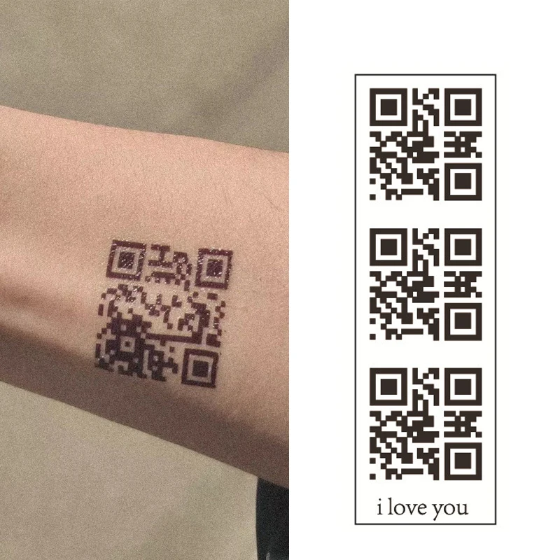 1pcs Lovers Adults Wrist Body Art for Men Women Waterproof Temporary Tattoo Sticker Creative Love QR Code Fake Tattoo Sticker