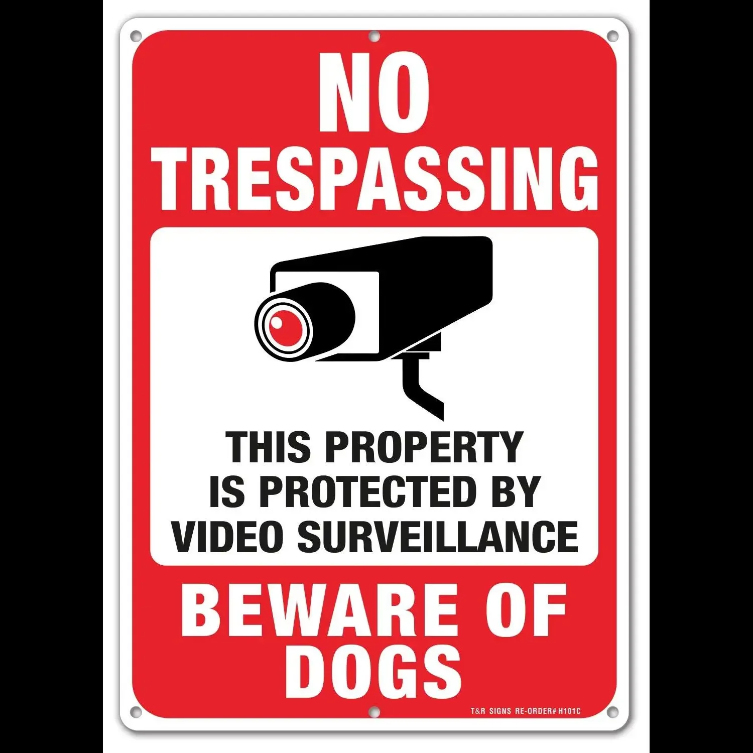 Reflektierendes Metallschild „No Trespassing Videoüberwachung“ „Beware of Dogs“ x