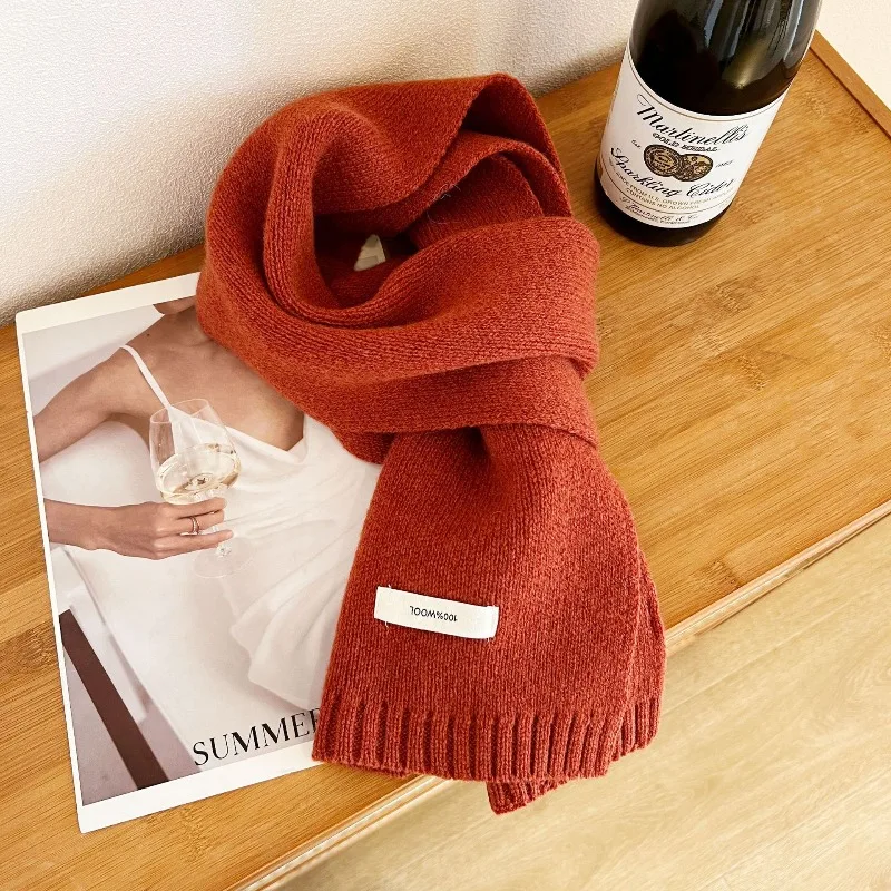 Bufanda de nuevo estilo para hombres y mujeres, color puro, fácil de combinar, bufanda de punto cálida para el invierno