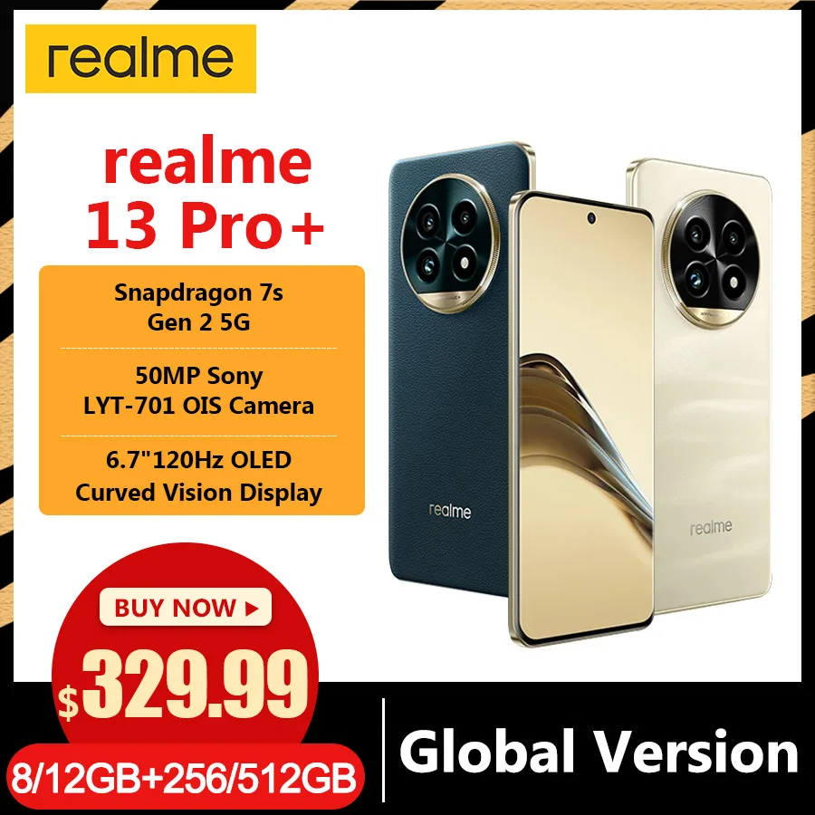Versión Global realme 13 Pro plus 5G Smartphone Snapdragon 7s Gen 2 realme 13 Pro Plus Cámara de 50MP 5200mAh 80W Batería NFC OTG