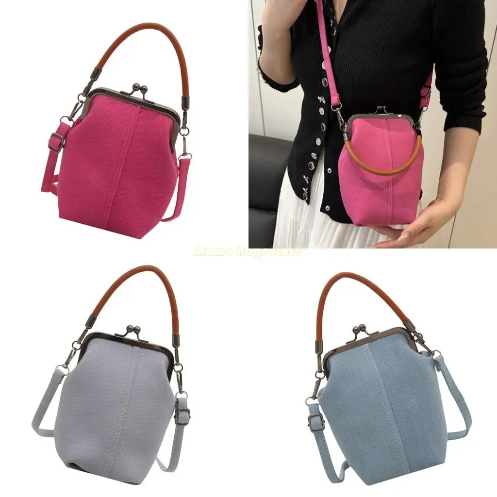 

X90D Women Shoulder Bag Kiss Lock Crossbody Bag Commuting Bag Fashion Handbag Stylish Top Handle Bag Bag Phone Bag