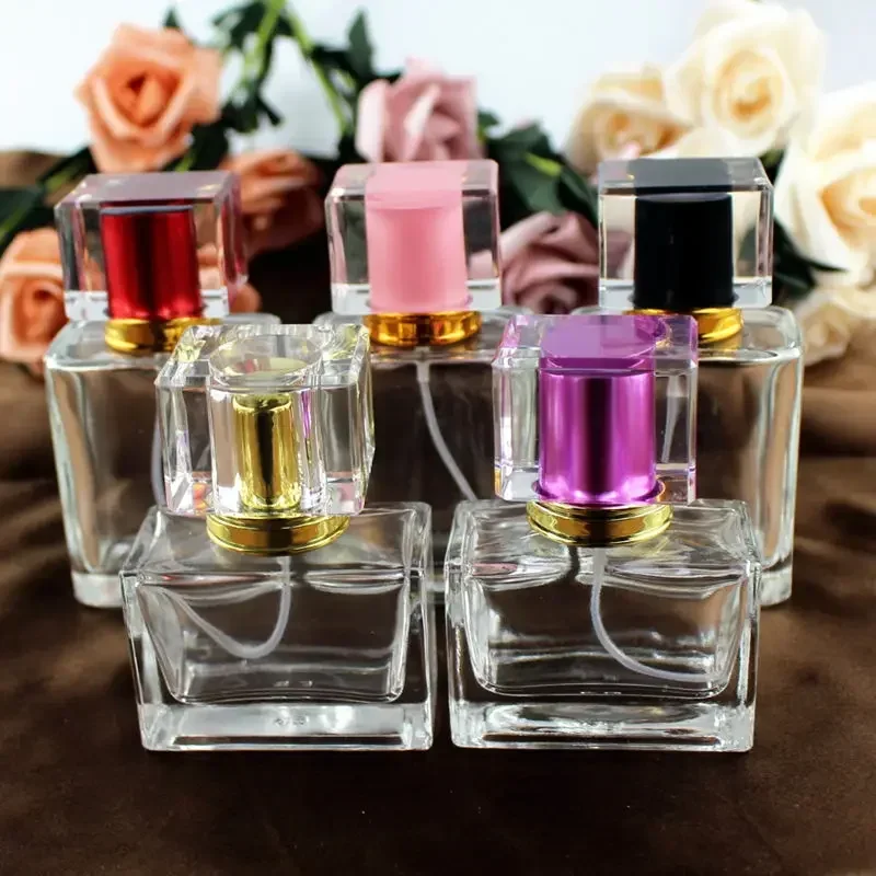 5 ชิ้น/ล็อต 30 ml/50 ml สแควร์ขวดน้ําหอมแก้วสเปรย์ขวดน้ําหอมที่ว่างเปล่าบรรจุภัณฑ์เติมคอนเทนเนอร์เครื่องสําอาง