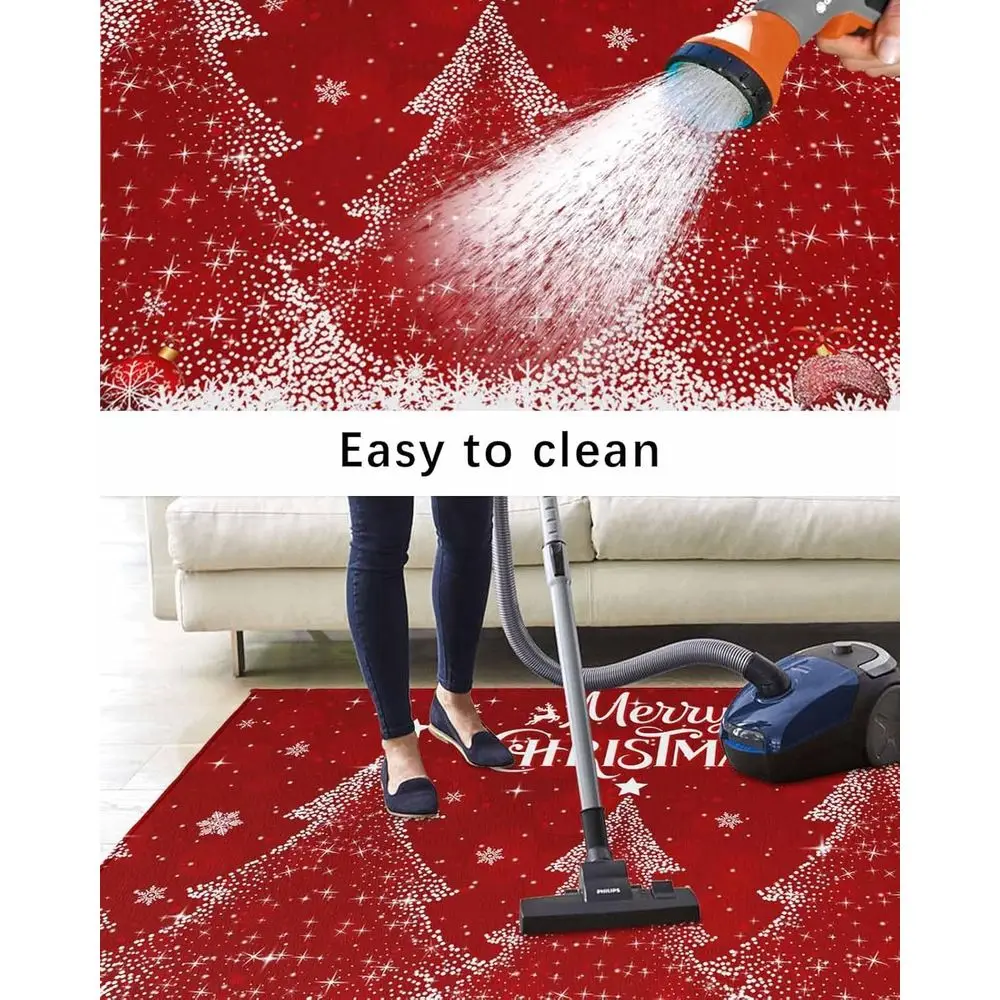 5x8ft Christmas Tree and Snowflake Outdoor/Indoor Rug - Deck, Backyard, Porch Decor