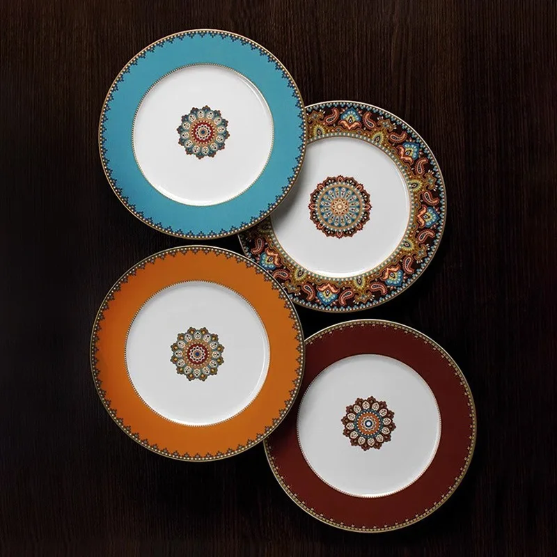 European Bone China Plate Bowl Household Luxury Middle Eastern Dopamine Tableware
