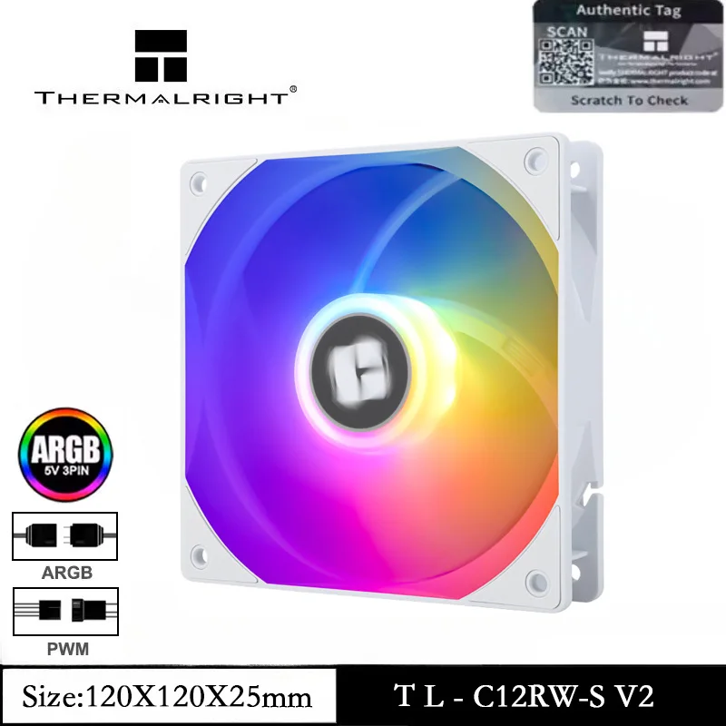 Thermalright TL-C12RW-S V2 1/3/5PCS Reverse Outlet Chassis Fan High-Performance Computer Cooler Fan for Liquid Cooler CPU Cooler