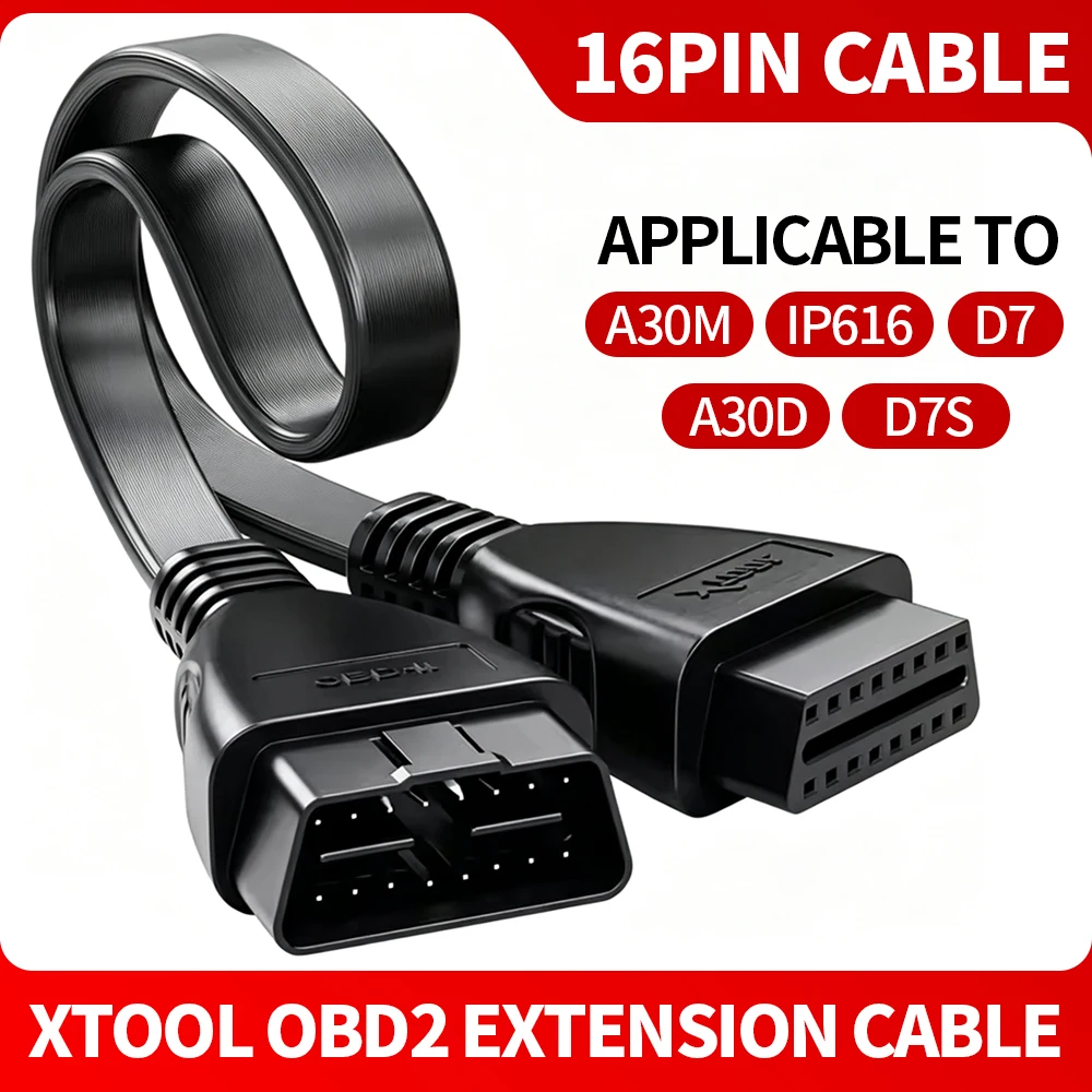 XTOOL OBD2 Extension Cable 16Pin Male to Female 50CM OBD II Diagnostic Extend Cord for A30M IP616 D7 D7S A30D Scanner Connector