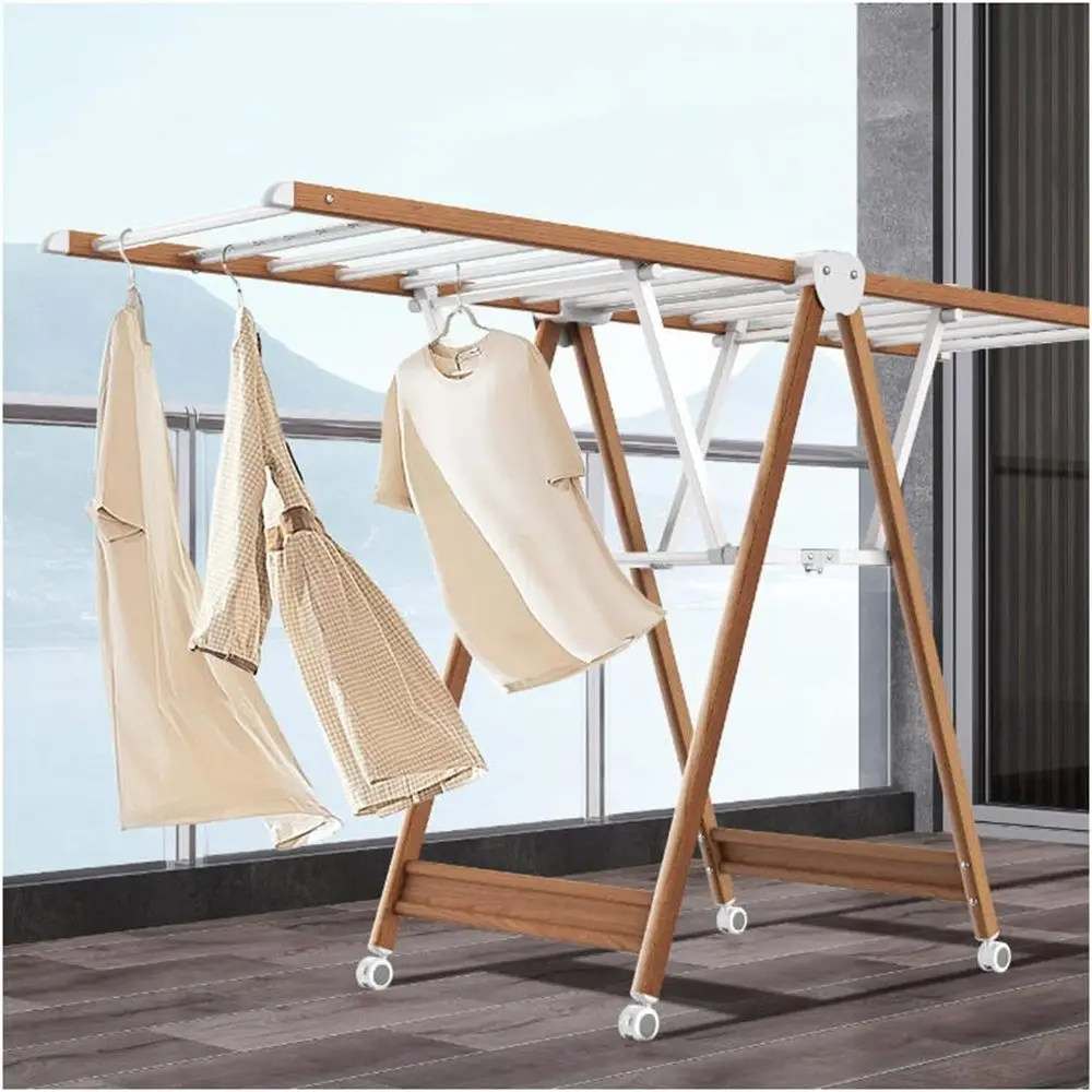 

Aluminum Folding Clothes Drying Rack with Wheels, 4-Function Airer, Strong & Portable, Suitable for Indoor/Outdoor, 160cm