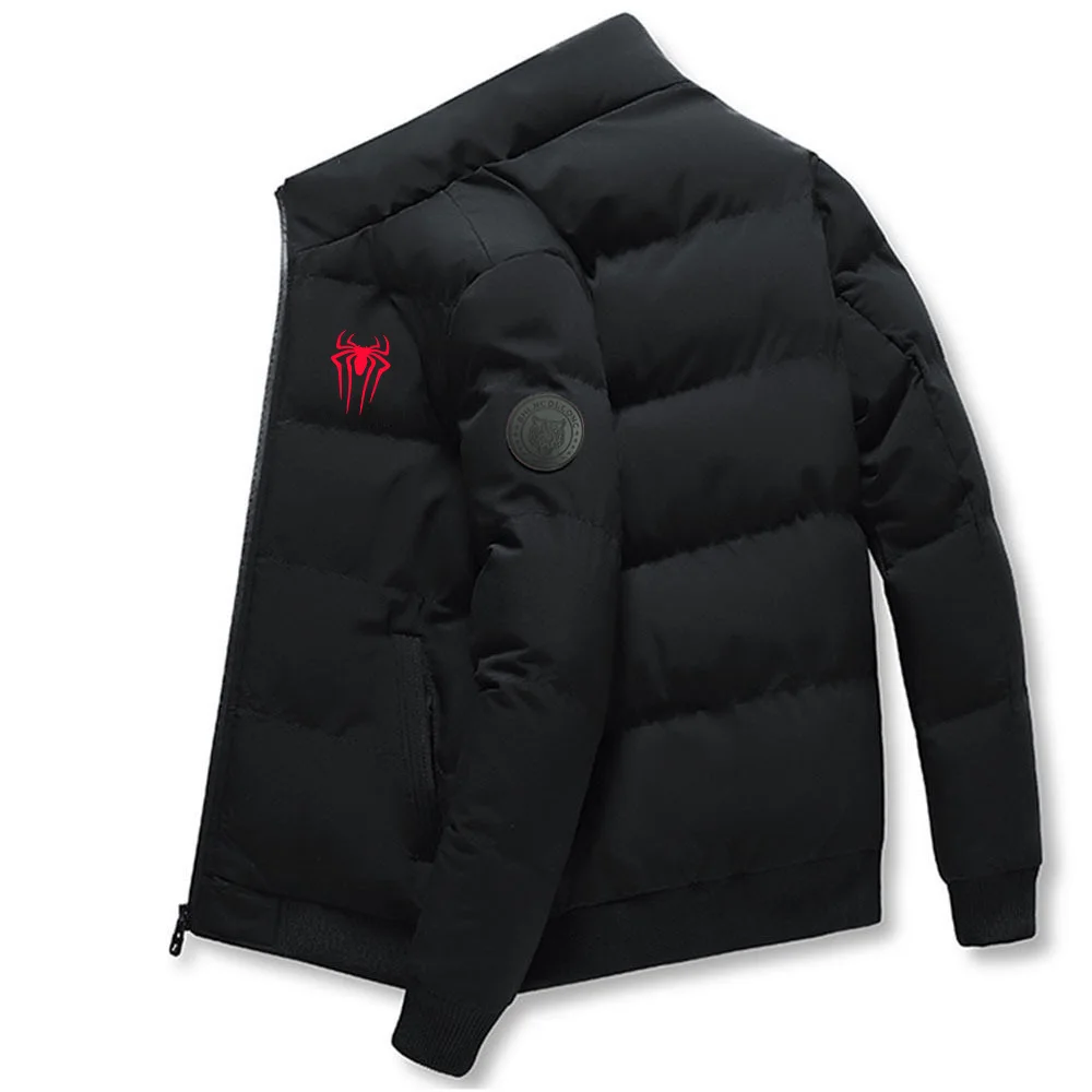 New fabric stand-up collar men's cotton coat for winter, thick and warm, trendy brand, short style, fashionable and casual jacke