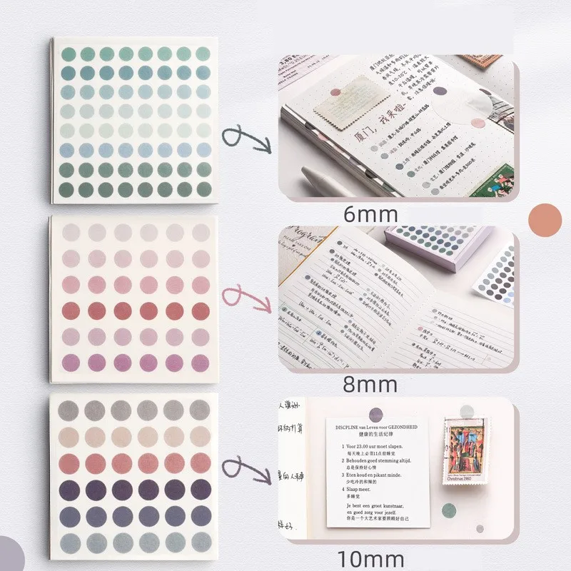 50 Sheets 4/6/8mm Color Dot Scrapbooking Washi Stickers DIY Diary Journal Decoration Materials