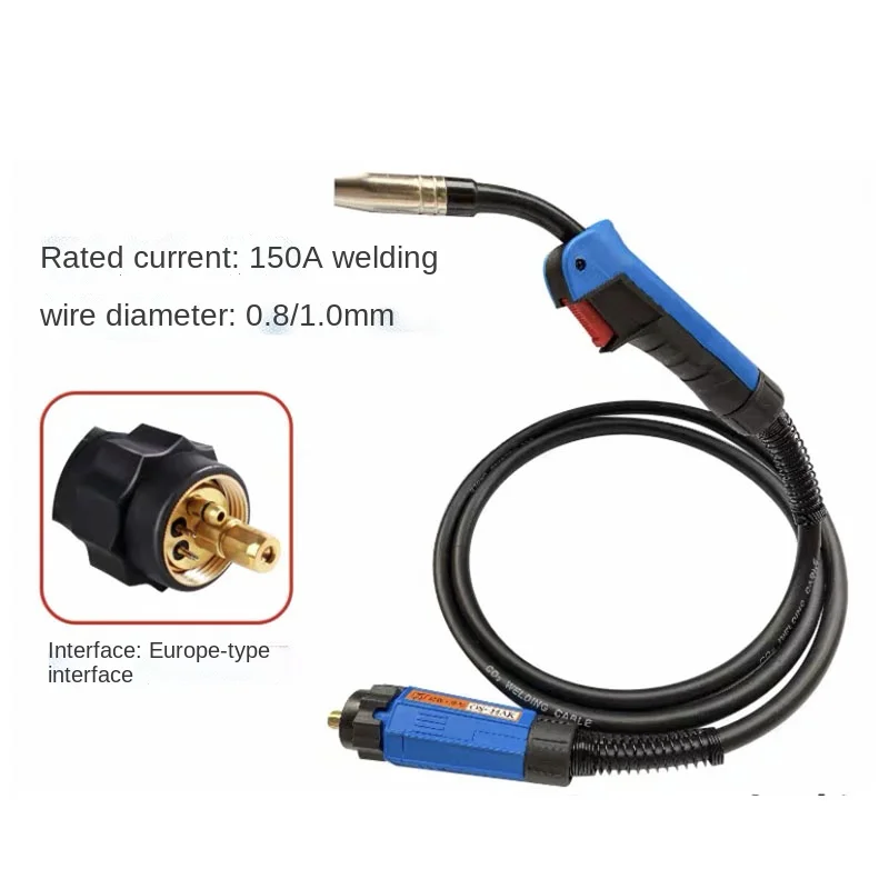 15AK MIG Welding Torch 3m 10ft Air Cooled Euro Connector MAG Welder Gun for 180A Welding Machine - 10ft Length