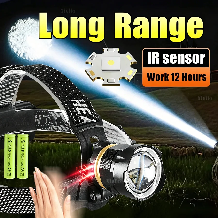 

Ultra Powerful LED Headlamp Super Bright Rechargeable Headlight Long Range 1500m Head Flashlight Fishing Head Torch