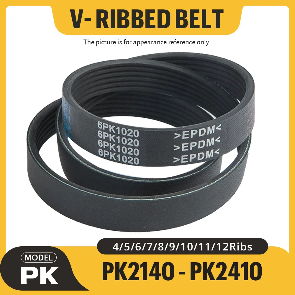 

PK V-Ribbed Rubber Multi Wedge Belt Ribs 4PK-12PK Length=PK2140-PK2410 Suitable for Industrial Transmission Belts Free Shipping