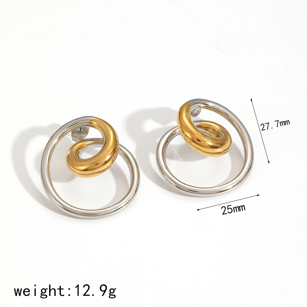 Edelstahl-Charm-Spiral-Creolen, glattes Metall, hochwertig, poliert, wasserdichter Schmuck – Detail 8