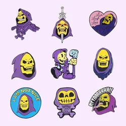 Custom Skeletor Purple Hood Halloween Enamel Pin Master Universe Badge Brooch Clothe Bag Lapel Cartoon Gift for Friend Wholesale