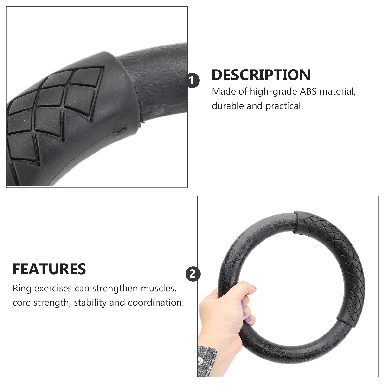 

Gymnastic Rings Exercise Equipment Durable ABS Material Full Body Workout Fitness Ring Home Gym Black Child