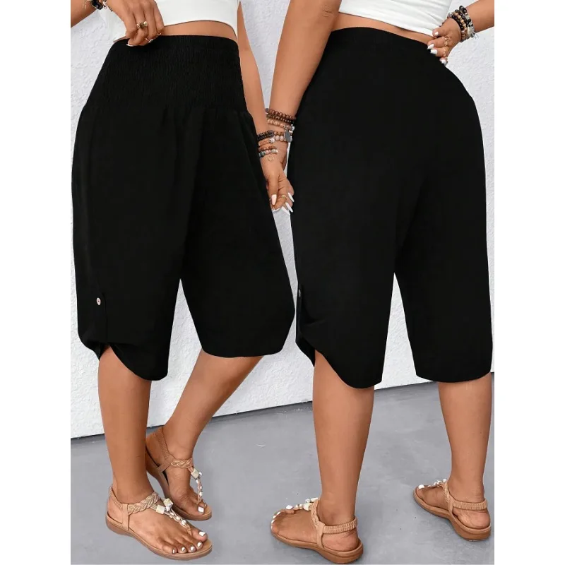 

Плюс размер 1XL-5XL, женские модные повседневные однотонные универсальные прямые брюки на пуговицах для поездок на работу