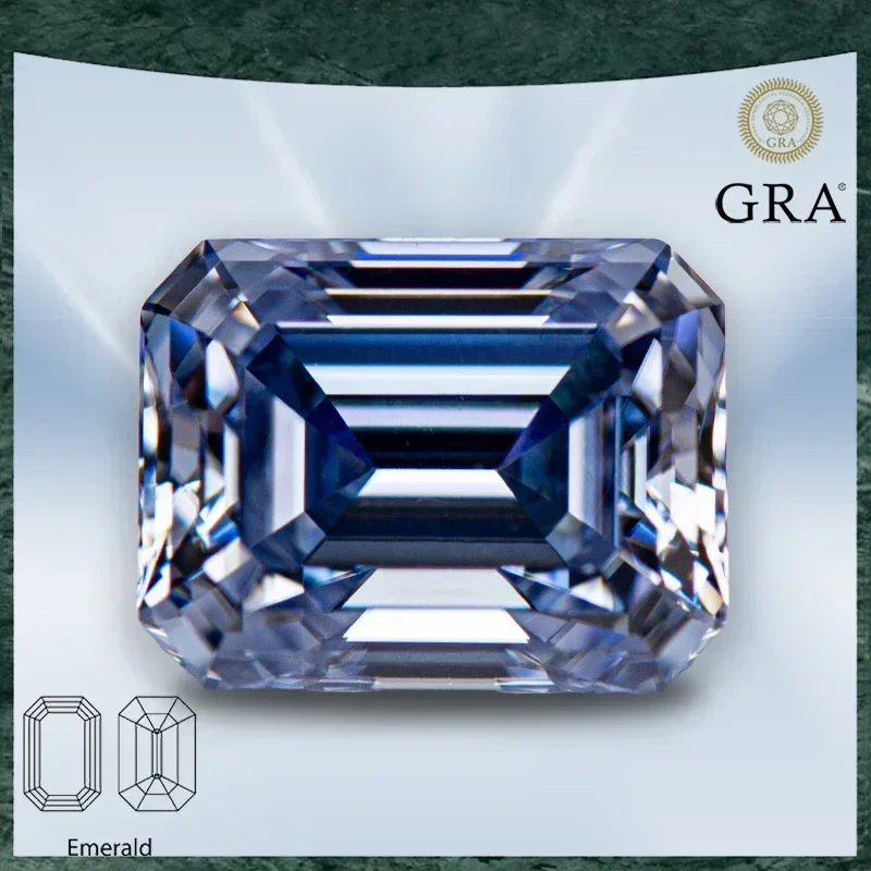 

Moissanite Stone Emerald Cut Lavender Color VVS1 with GRA Certificate for Gemstone Charms Advanced Jewelry Making Materials