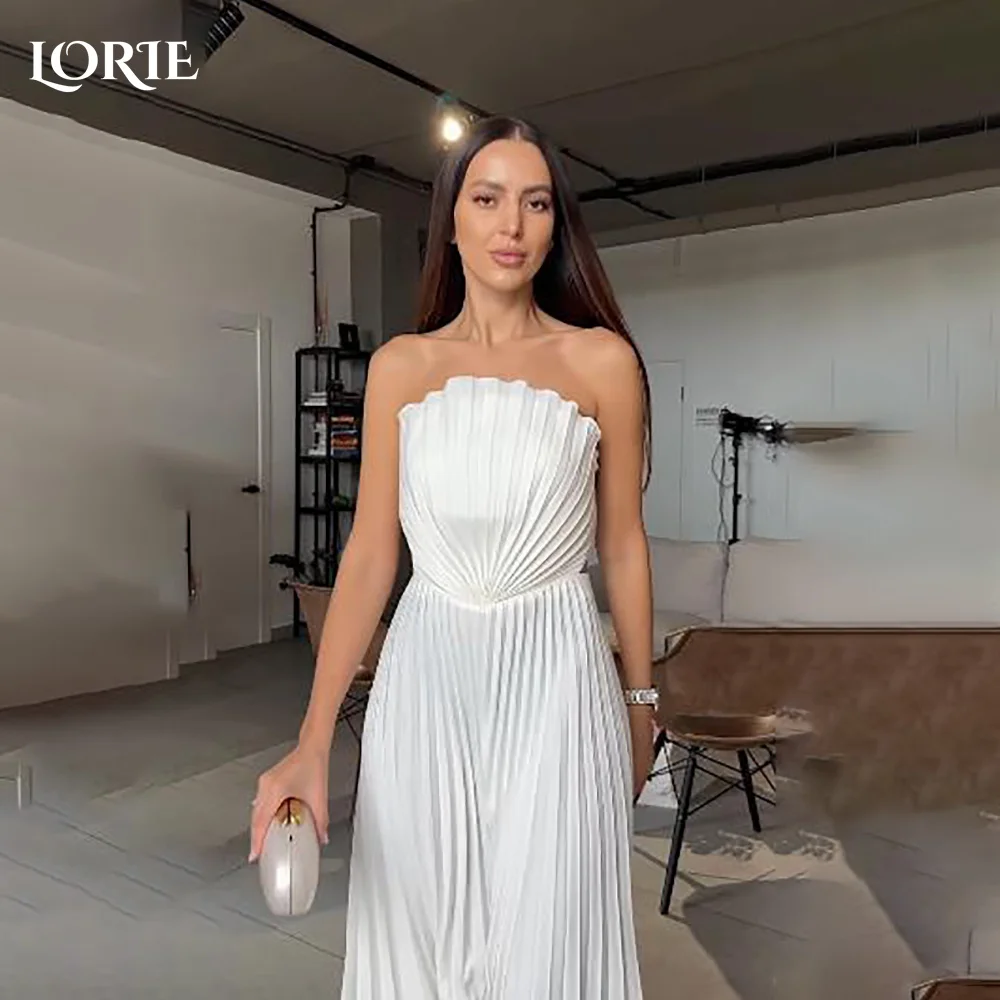 

LORIE Sexy Tulle Arabia Wedding Dress Ivory Pleats Floor Length Mermaid Prom Dresses Ruched Illsion Bridal Party Gown Customized