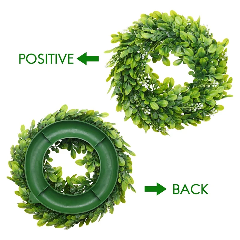2 Pack Artificial Boxwood Wreath Faux Artificial Wreath Front Door Hanging Wreath Decoration, 10 Inches-A07G view 4