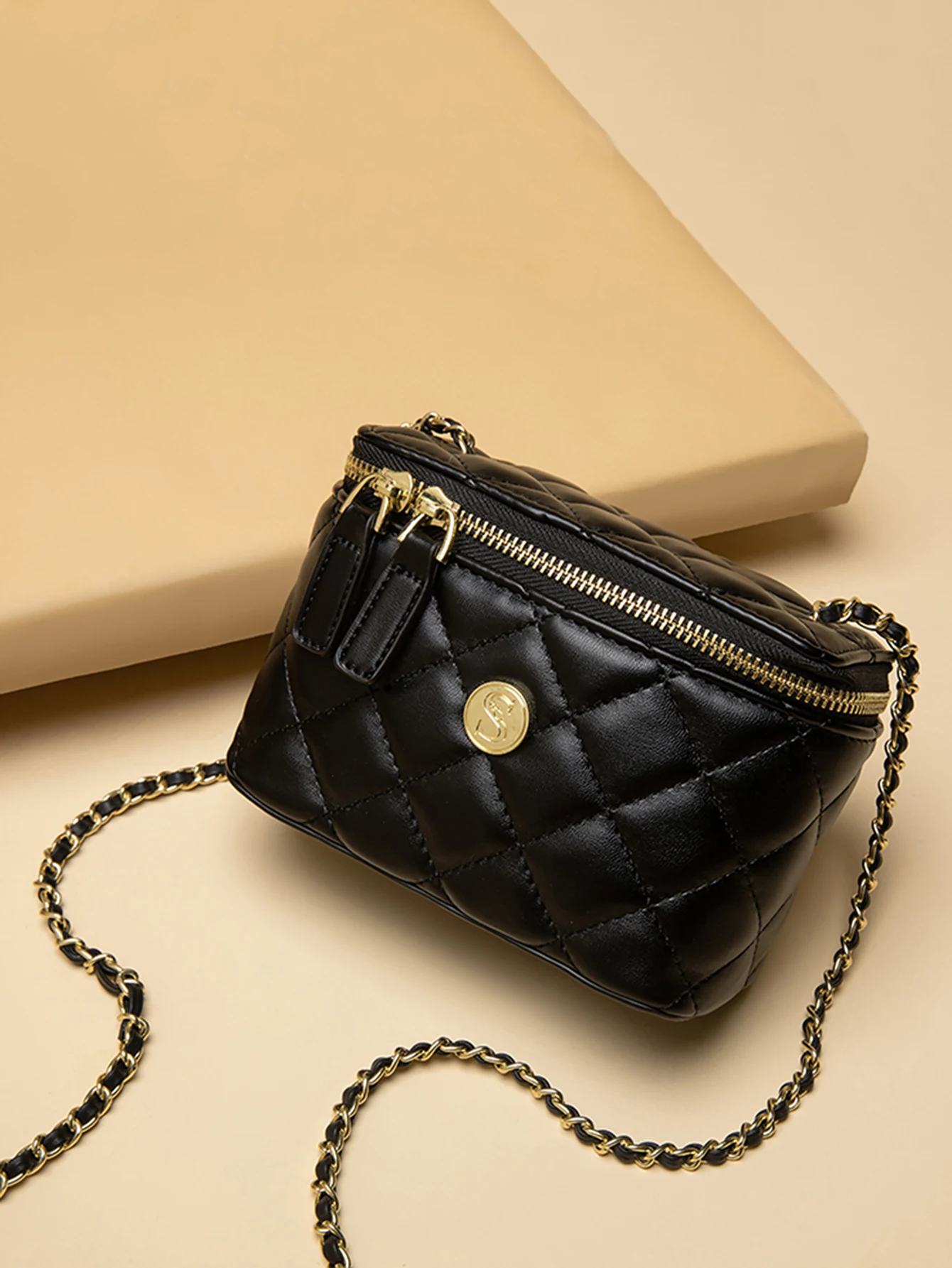 Klasyczna Mini pikowana damska torba Crossbody modna i elegancka/diamentowa w kratฤ/maลa torba kwadratowa torba na ramiฤ