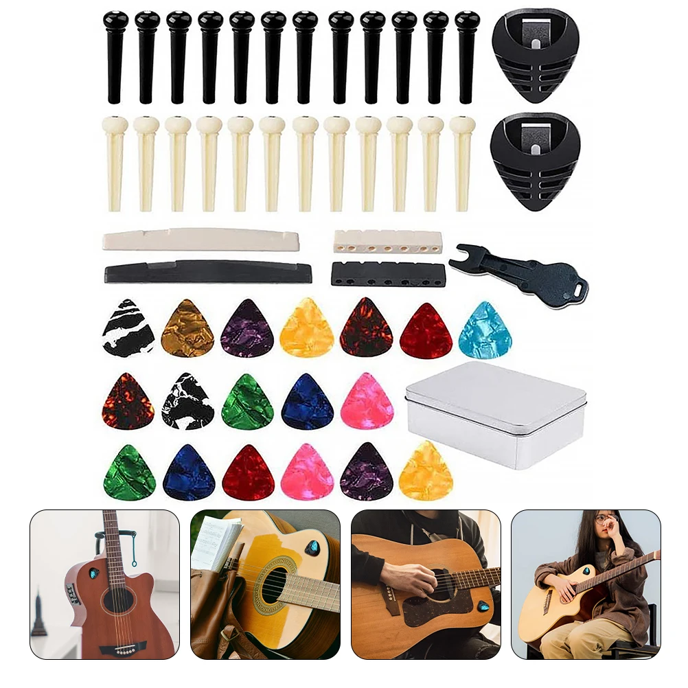 

Guitar Bridge Pin Set Plastic Pins Tools Storage Replacement Parts Accessory Acoustic Electric Guitar Supply