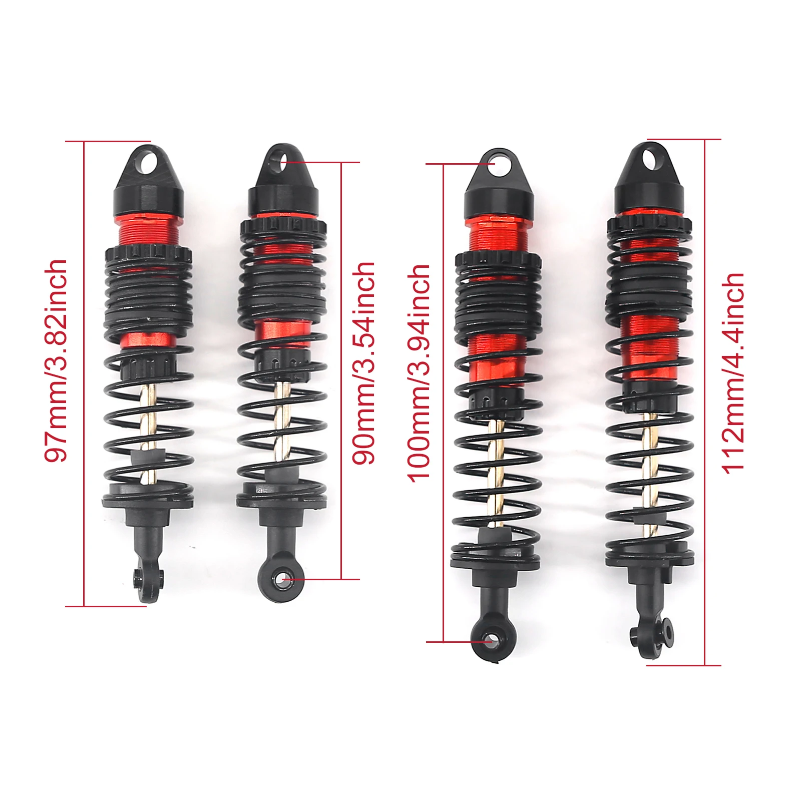 RC for 1/10 Slash/Stampede/Ruster/Bandit VXL 4X4 2WD, front and rear combination all metal large caliber shock absorbers 4PCS