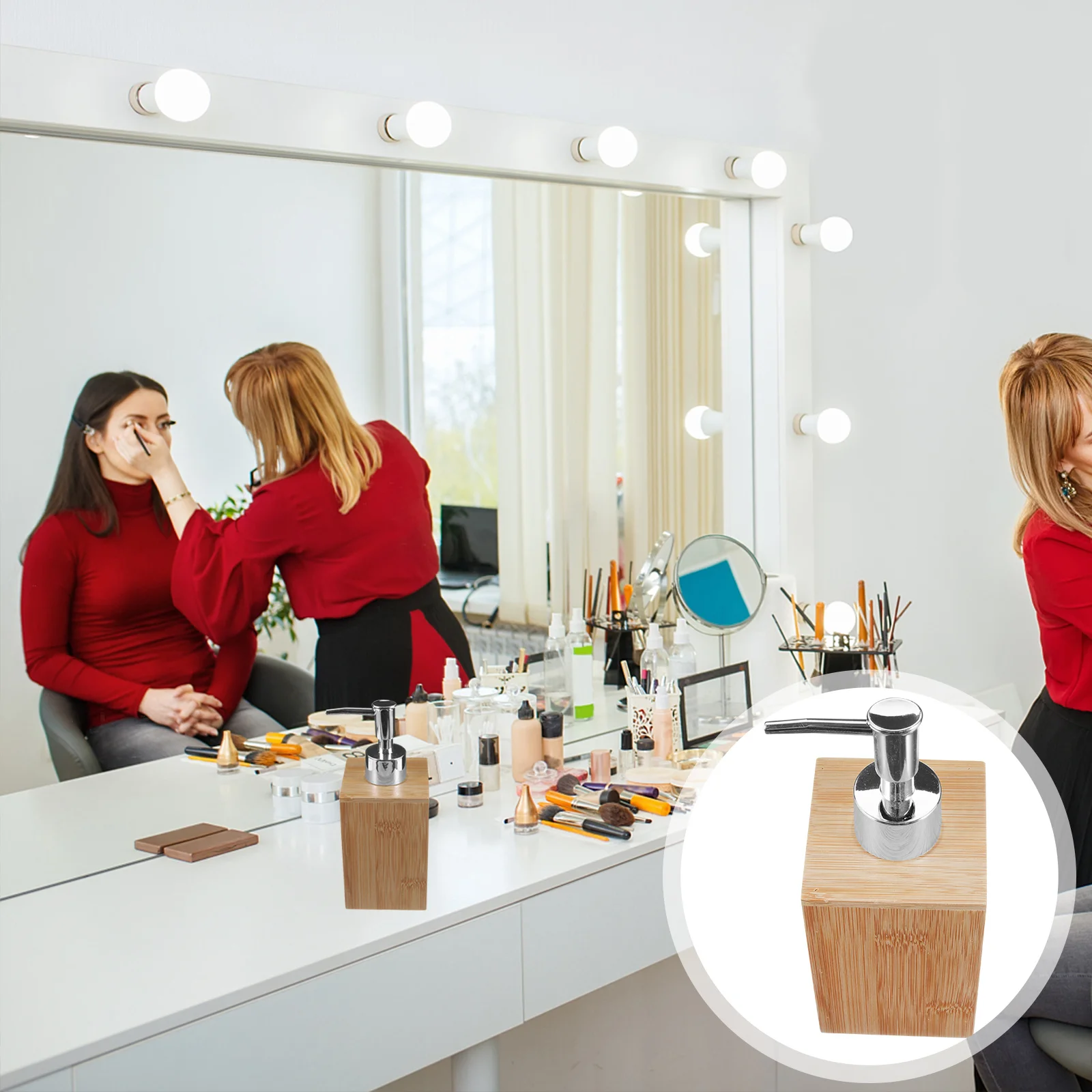 

Bamboo Soap Dispenser with Filling Pump for Liquid Lotion Shampoo and Hand Storage