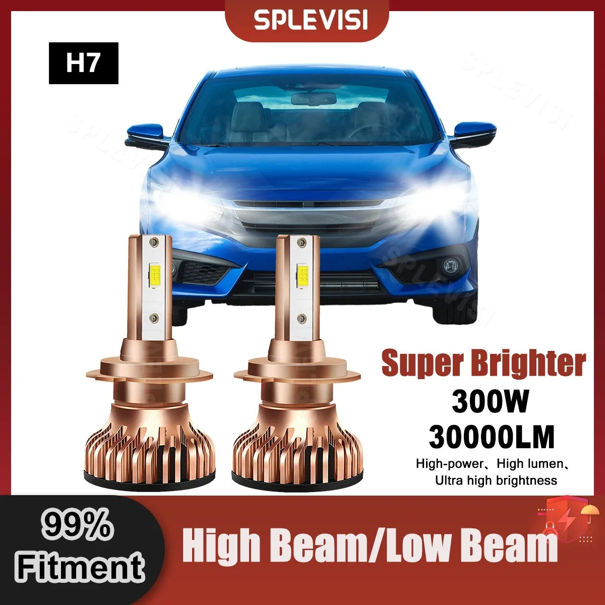 

Plug And Play LED Headlight H7 High Beam/Low Beam Bulbs Superior CSP Chips For Honda Civic FK MK9 2011 2012 2013 2014 2015 2016