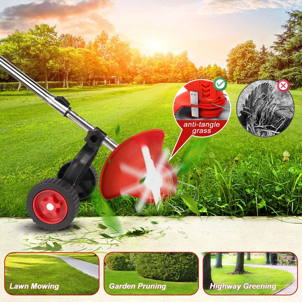 Imagem -05 - Poder sem Fio Elétrico Grama Trimmer Cortador de Grama Weed Eater Corda Trimmer Lidar com Ferramentas Jardim com Roda 6