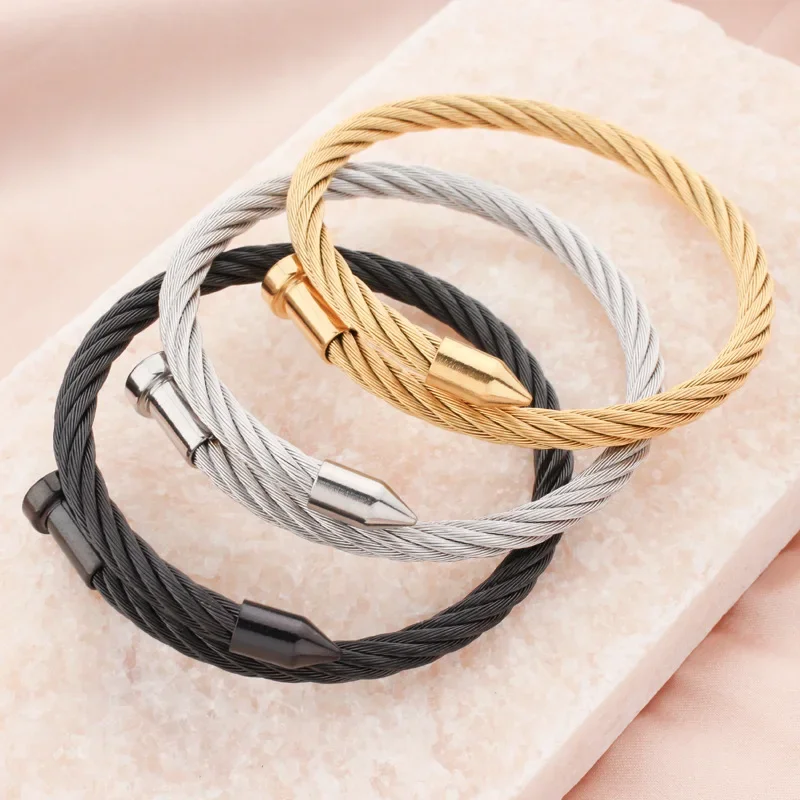 Nail Steel Bracelet Hip Hop Stainless Steel Bracelets for Men High Quality Gold Silver Color Hand Chain Goth Jewelry