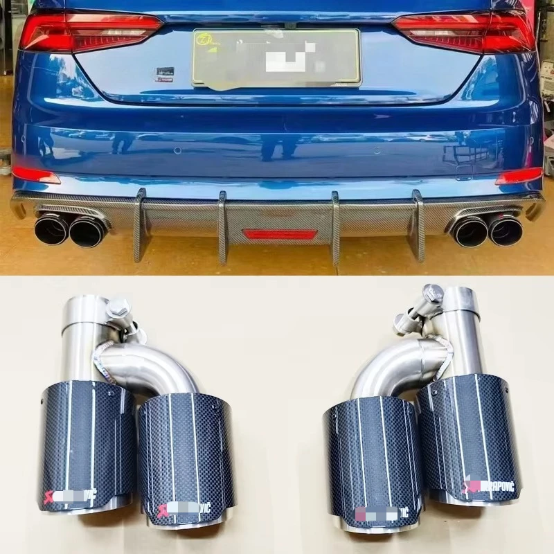 

Upgrade 4 Carbon Fiber Exhaust Tips For Audi A5 S5 B9 B9.5 2017-2023