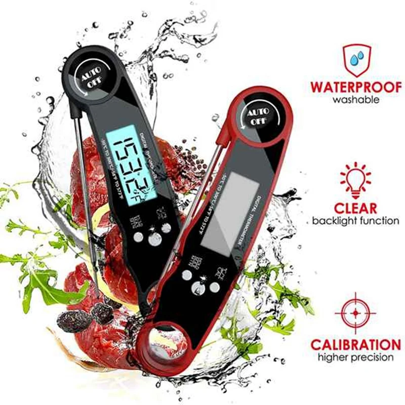 Meat Thermometer, Instant Read Cooking Thermometer, Digital Food Thermometer, Backlight LCD Screen Foldable Long Probe Promotion