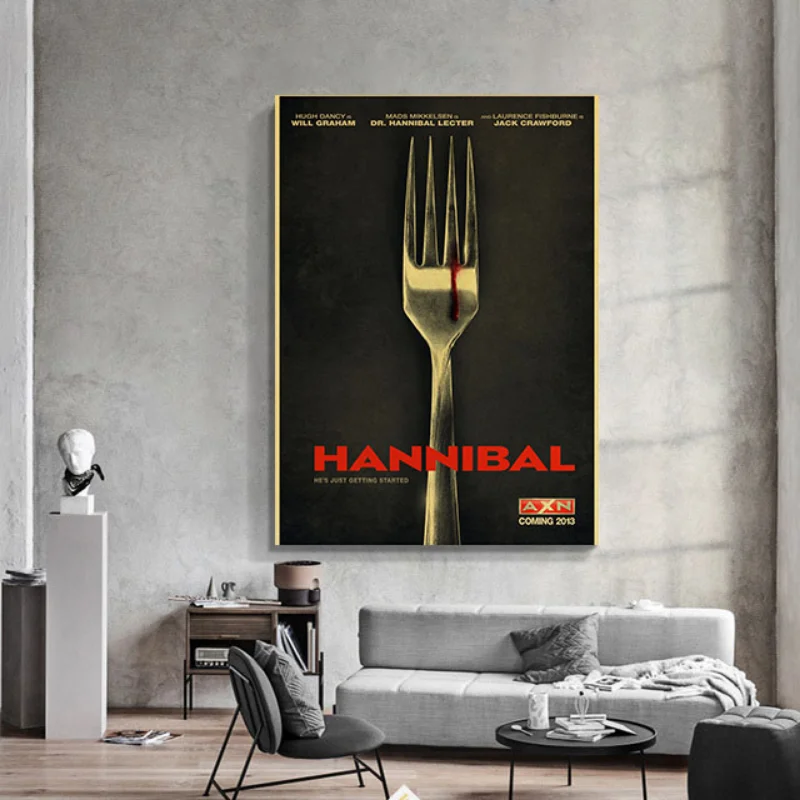 American Hot Horrible TV Series Movie Hannibal Vintage Posters Canvas Painting Wall Art Thriller Picture for Bar Room Home Decor