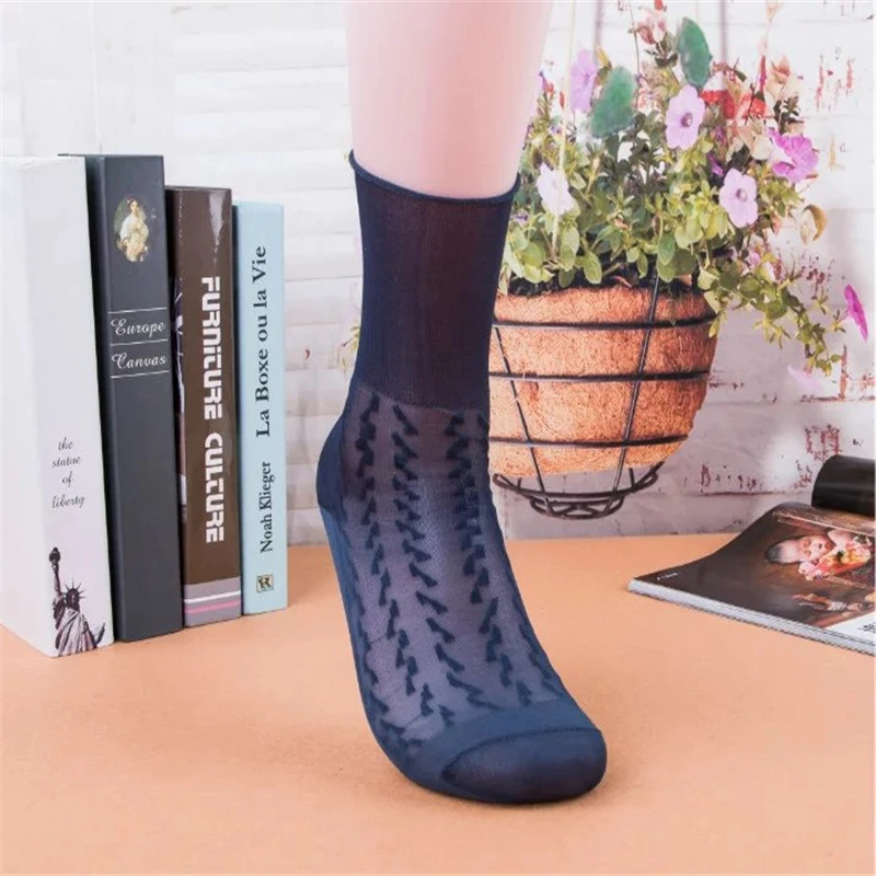 10 Pairs/Men\'s Socks Men Quality Double Bottom Nylon Socks Man Suit Formal Dress Thin Short Silk Stockings Male Sock Wholesale