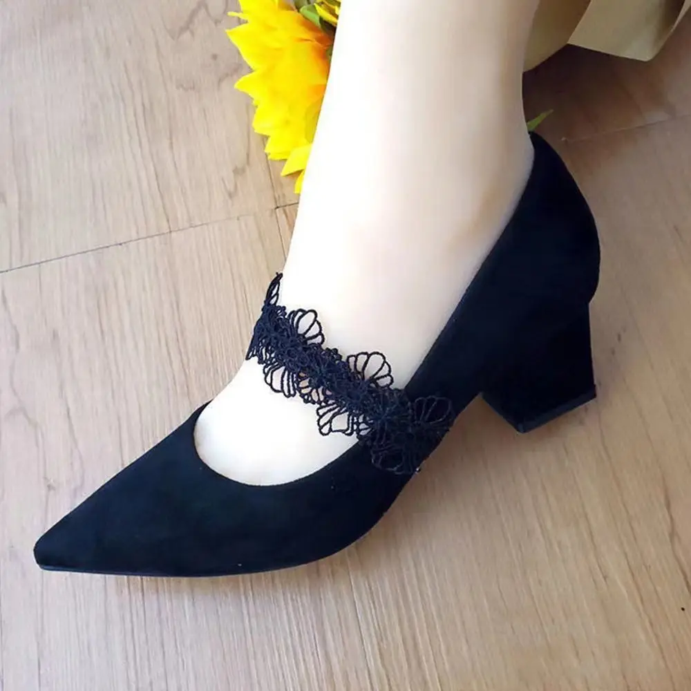 1 Pair Women Lace Ankle Shoe Belt Bundle Shoes Band High Heeled Shoes Belt Elastic Shoelace Buckle No Binding Accessories