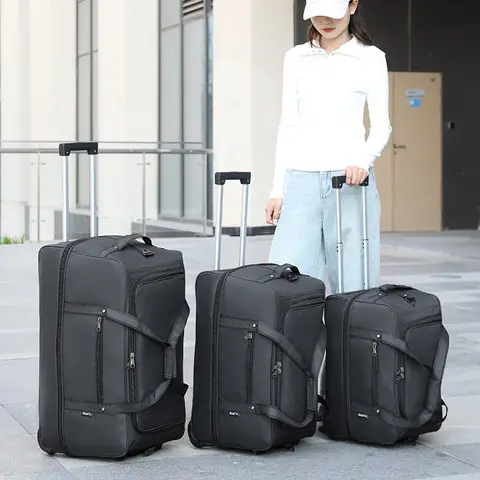 Storage Boarding Air Checked Luggage Large Capacity Travel Bag Foldable Oxford Cloth Soft Tie Rod Bag Trolley Bag Travel Luggage
