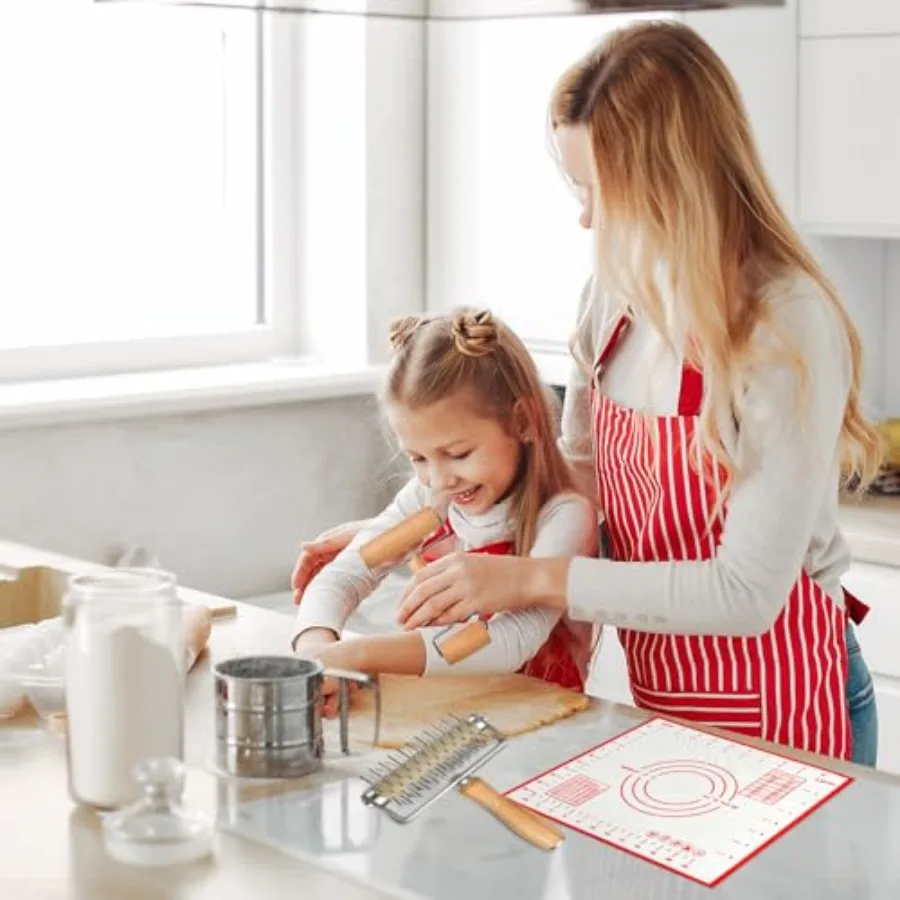 가정용 제빵 애호가를 위한 3종 피자 도구 세트: 피자 도커, 반죽 롤러, 미끄럼 방지 실리콘 베이킹 매트 포함
