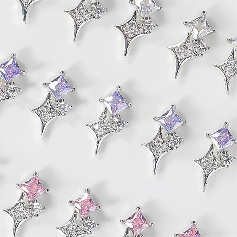 5pcs 3D Alloy Asterism Nail Charms Decorations Star Accessories Glitter Rhinestone Nail Parts Nail Art Materials Supplies